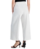 Ak Anne Klein Petite Mid Rise Tie Waist Wide Leg Pants