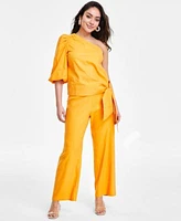 I.N.C. International Concepts Petite One Shoulder Top Wide Leg Pants Created For Macys