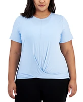 Id Ideology Plus Active Solid Twist-Front Top, Created for Macy's