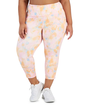 Id Ideology Women's Plus Dreamy Bubble-Print Cropped Compression Leggings, Created for Macy's