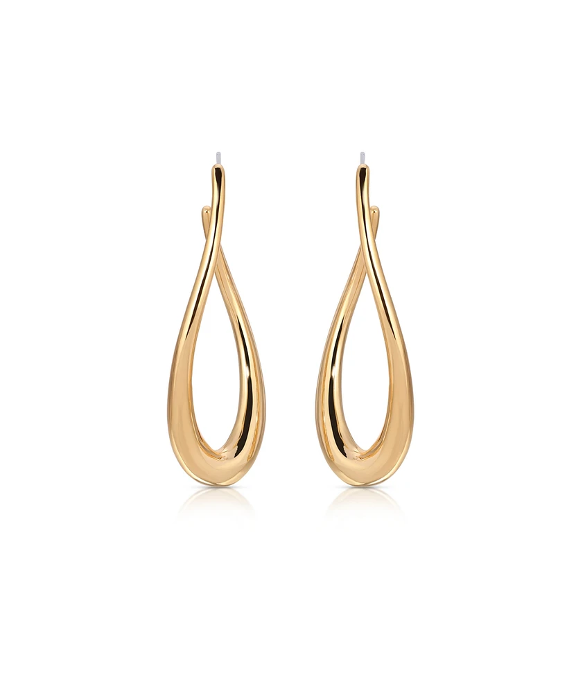 Ettika Oblong 18k Gold Plated Abstract Hoop Earring
