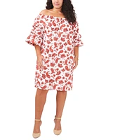 Msk Plus Printed Off-The-Shoulder Dress