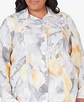 Alfred Dunner Plus Charleston Abstract Watercolor Jacket