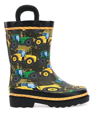 Toddler Little Boy's and Big Tractor Tough Rain Boot