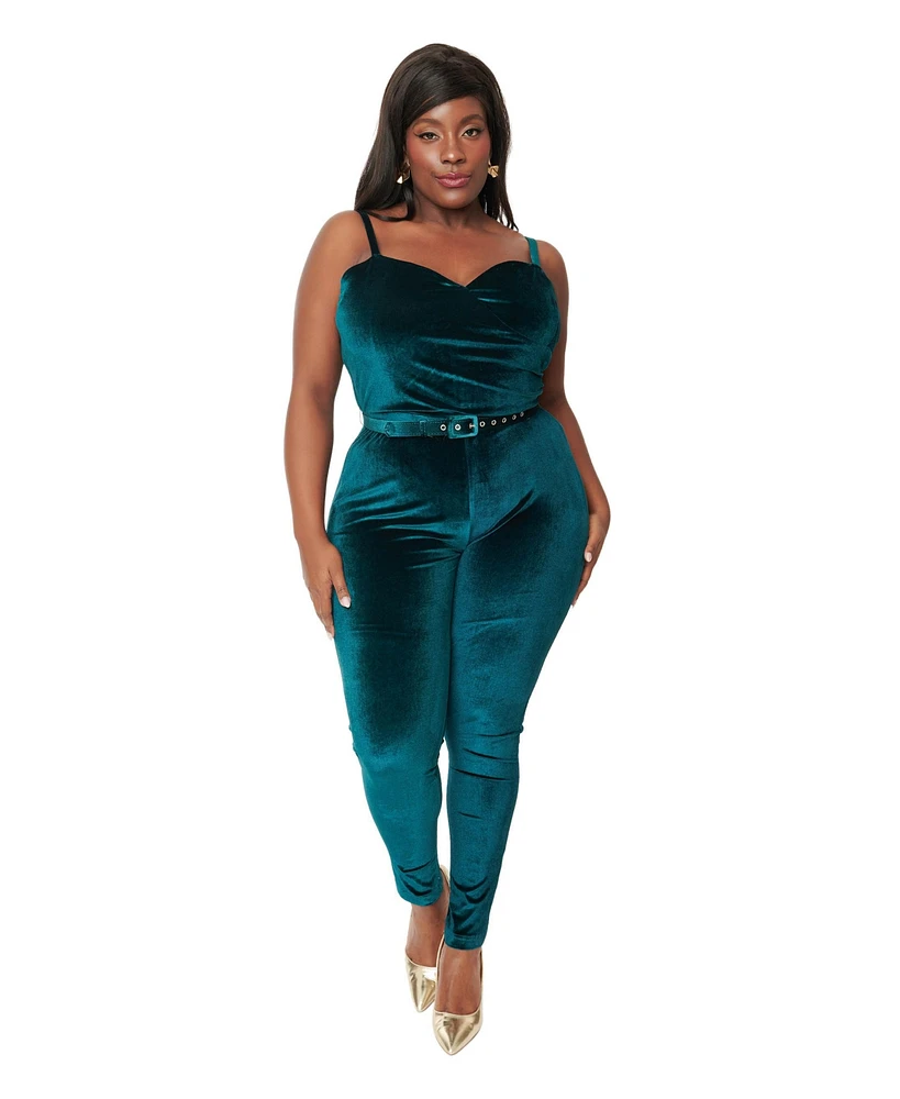 Plus Size Spaghetti Strap Pleated Bodice Jumpsuit