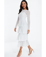 Quiz Women's Mesh Tiered Skater Dress