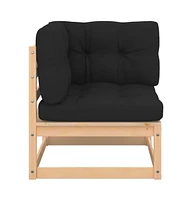 Patio Corner Sofas with Cushions 2 pcs Solid Pinewood