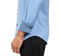 Men's Recycled Slim Fit Gingham Performance Stretch Cooling Comfort Dress Shirt