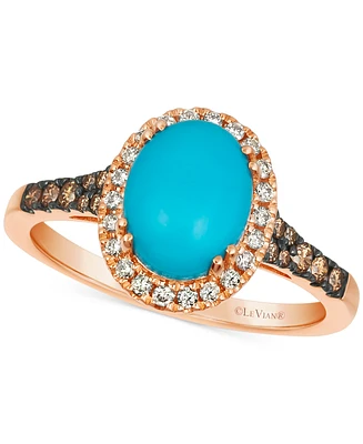 Le Vian Robins Egg Blue Turquoise (2 ct. t.w.) & Diamond (1/3 ct. t.w.) Halo Ring in 14k Rose Gold