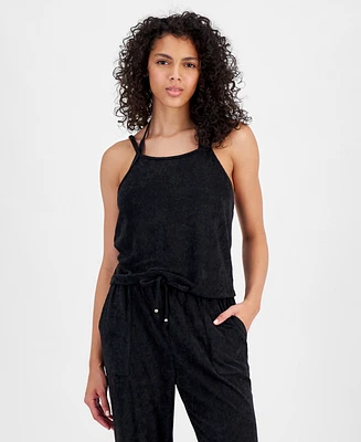 Miken Juniors' Cropped Velour Tank Top Cover-Up, Created for Macy's