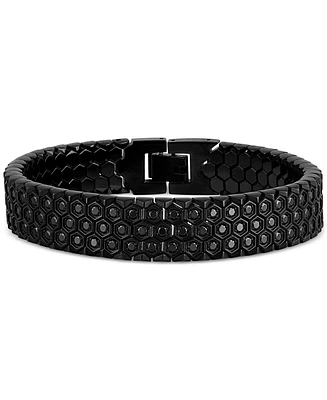 Esquire Men's Jewelry Cubic Zirconia Honeycomb Link Bracelet Stainless Steel (Also Black Ion-Plated Steel), Created for Macy's