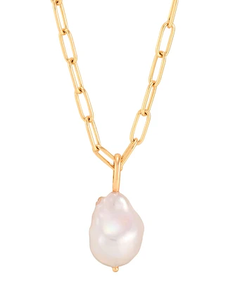 Cultured Freshwater Baroque Pearl (13-14mm) 18" Pendant Necklace in 18k Gold-Plated Sterling Silver