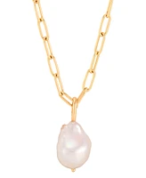 Cultured Freshwater Baroque Pearl (13-14mm) 18" Pendant Necklace in 18k Gold-Plated Sterling Silver