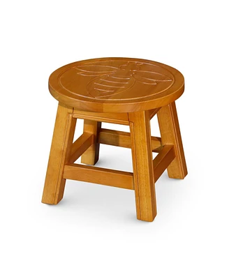 Carved Wooden Step Stool, Queen Bee