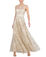 Eliza J Women's Sequined Illusion Gown