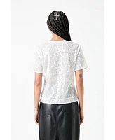 Women's Sequin Shoulder Padded Top