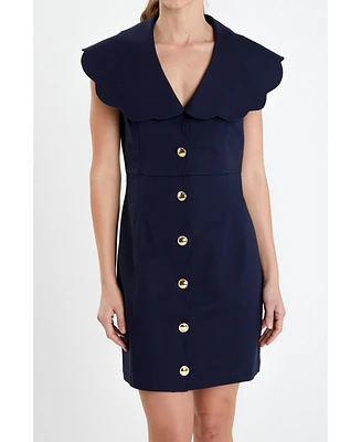 Women's Scalloped Structured Dress