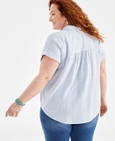 Style & Co Plus Cotton Button-Front Camp Shirt, Created for Macy's