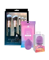 Pursonic Makeup Essentials Bundle: Brushes, Wipes & Blender Sponge