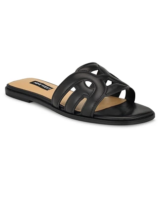 Nine West Women's Geena Round Toe Flat Slip-On Sandals