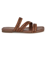 Nine West Women's Quinlea Strappy Square Toe Flat Sandals