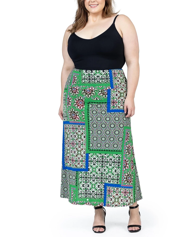 24seven Comfort Apparel Plus Elastic Waist Maxi Skirt