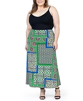 24seven Comfort Apparel Plus Elastic Waist Maxi Skirt