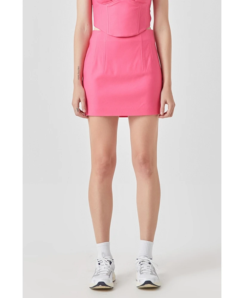 Women's Top Stitched Mini Skirt