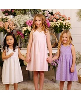 Hope & Henry Girls' Sleeveless Bow Shoulder Swing Dress, Kids