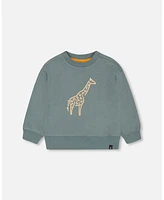 Baby Boy French Terry Printed Sweatshirt Pine Green - Infant