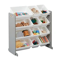 ECR4Kids 4-Tier Organizer with 12 Bins, Dark Natural/White, 1