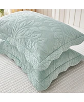 MarCielo 100% Cotton Embroidered Quilted Pillow Shams -Standard