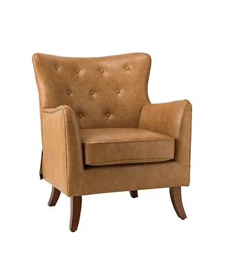 Basdeo Traditional Upholstered Armchair with Wooden Legs