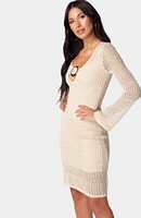 bebe Women's Long Sleeve Crochet Resort Dress