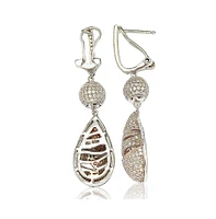 Suzy Levian New York Suzy Levian Sterling Silver Cubic Zirconia Puffed Pave Party Dangle Drop Earrings