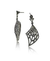 Suzy Levian Sterling Silver Cubic Zirconia Webbed Statement Dangle Drop Earrings