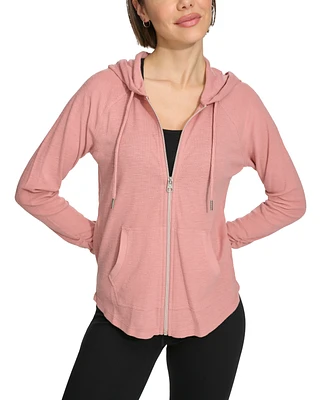 Calvin Klein Performance Ruched-Sleeve Zip Hoodie