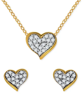Giani Bernini 2-Pc. Set Cubic Zirconia Heart Cluster Pendant Necklace & Matching Stud Earrings in 18k Gold