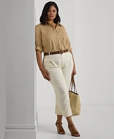 Lauren Ralph Plus 100% Linen Roll-Tab Shirt