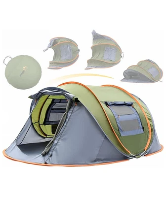 Camping Tent - 4-Person Easy Pop Up Tent with 2 Doors - UPF50+ Waterproof Instant Tent