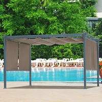 Aoodor 120''x155.1''x87.4'' Outdoor Pergola with Retractable Canopy, Aluminum Frame, 4 Pieces Patio Sun Shade Shelter for Backyard.