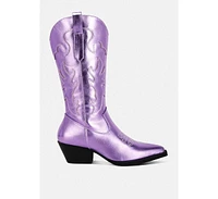 cowboy metallic faux leather boots