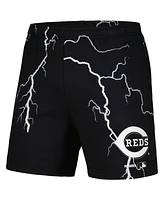 Men's Pleasures Black Cincinnati Reds Lightning Shorts