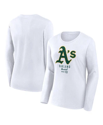 Women's Fanatics White Oakland Athletics Lightweight Fitted Long Sleeve T-shirt