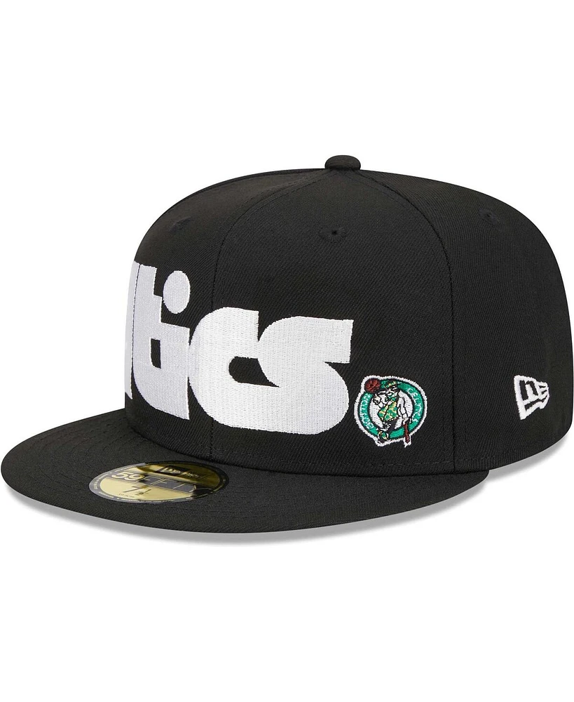 Men's New Era Black Boston Celtics Checkerboard Uv 59FIFTY Fitted Hat