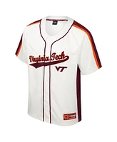 Men's Colosseum Cream Distressed Virginia Tech Hokies Ruth Button-Up Baseball Jersey