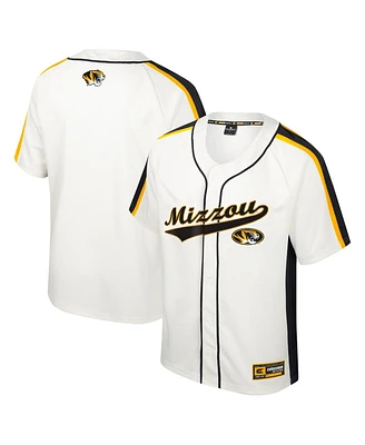 Men's Colosseum Cream Distressed Missouri Tigers Ruth Button-Up Baseball Jersey