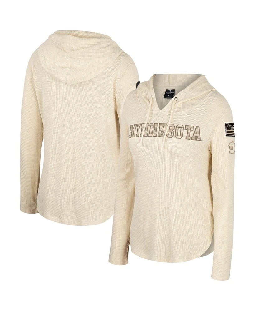 Women's Colosseum Cream Minnesota Golden Gophers Oht Military-Inspired Appreciation Casey Raglan Long Sleeve Hoodie T-shirt