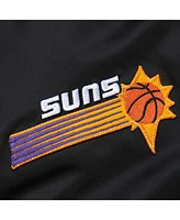 Men's Mitchell & Ness Black Distressed Phoenix Suns Hardwood Classics Vintage-Like Logo Full-Zip Bomber Jacket