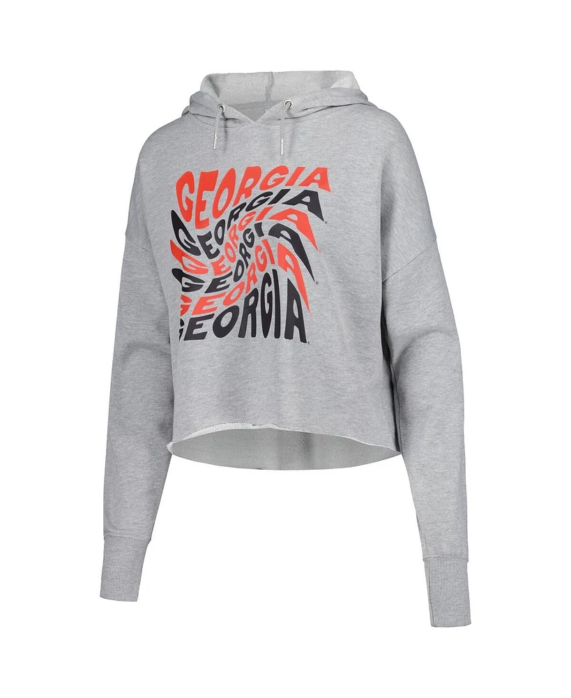 Women's ZooZatz Gray Georgia Bulldogs Swirl Cropped Pullover Hoodie